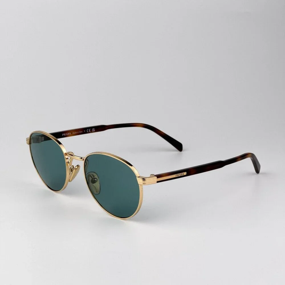 Prada PRB51S Sunglasses – Gold Round Frame Lago Lenses | Model 5AK40K